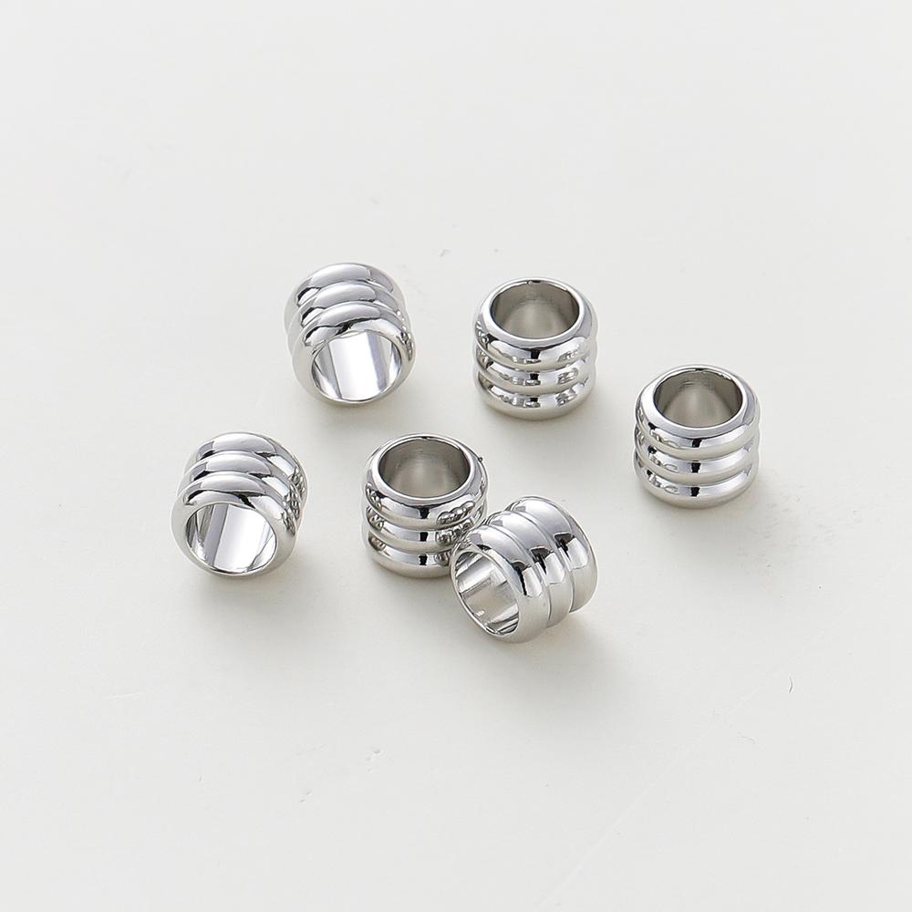 20 30 50pcs/lot 14K 18K Gold Plated Cylinder Charm Metal Beads Loose Spacer Beads For Bracelet DIY Jewelry Making Accessories