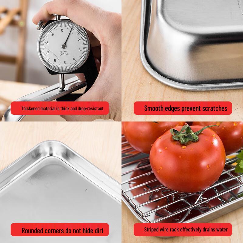 Stainless Steel Japanese Roasting & Frying Tray with Rack