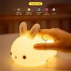 Touch Sensor RGB LED Rabbit Night Light 16 Colors USB Rechargeable Silicone Bunny Lamp for Children Baby Toy Festival Gift