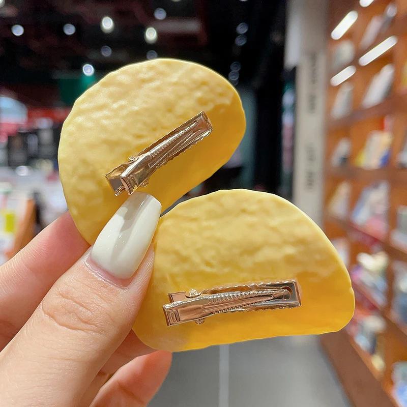 10Pc Simulation Potato Creative Hair Clip for Girls Funny Snack Duck Bill Clip Side Clip Hairpin Headwear Hair Accessories