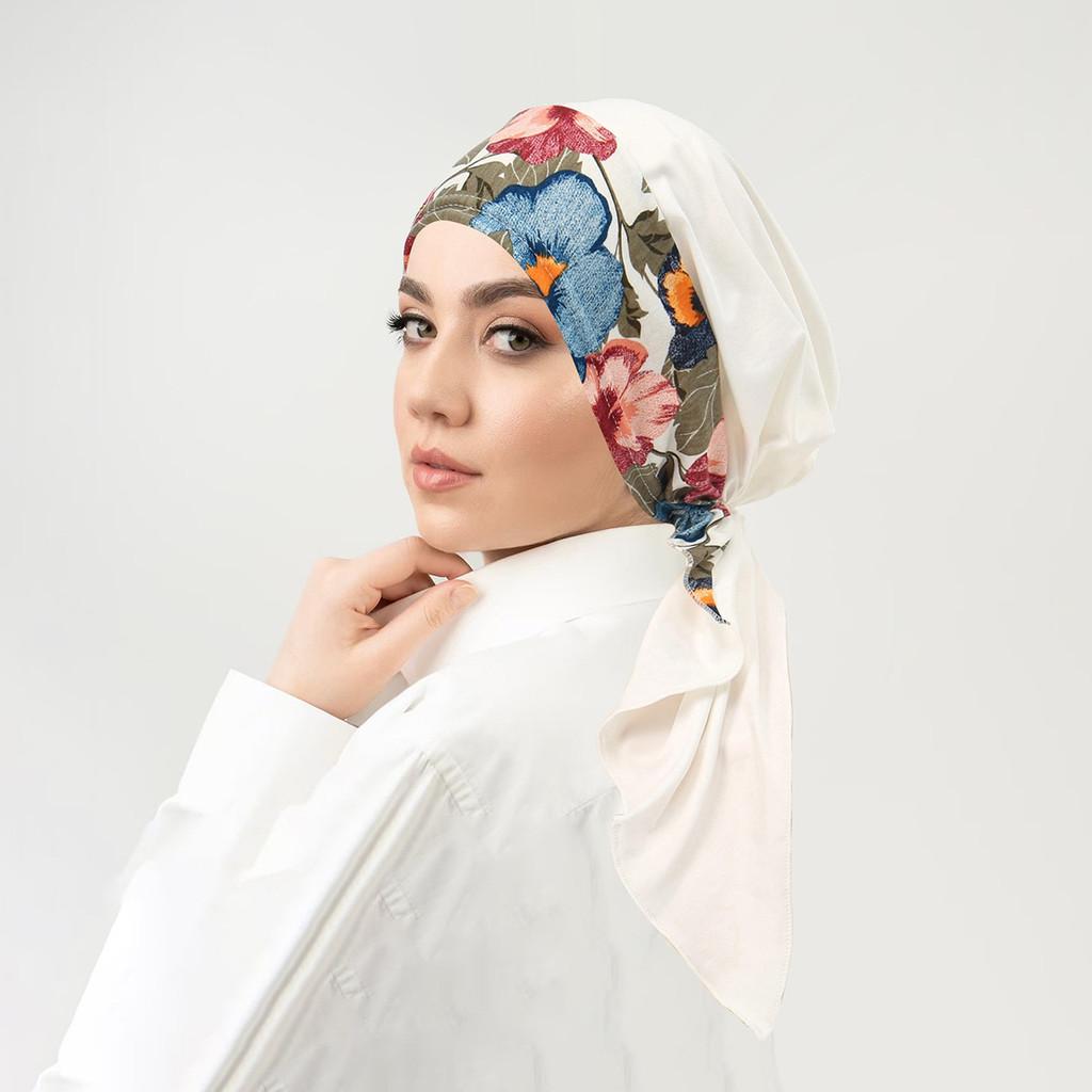 Ladies Fashion Headscarf With Floral Patchwork And Curved Design For Casual Wear