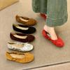 Flat-bottomed Small Silver Retro Light Mouth Gentle Single Shoes Women's Autumn New Bow Fairy Ballet Style Commuter Ladyshoes