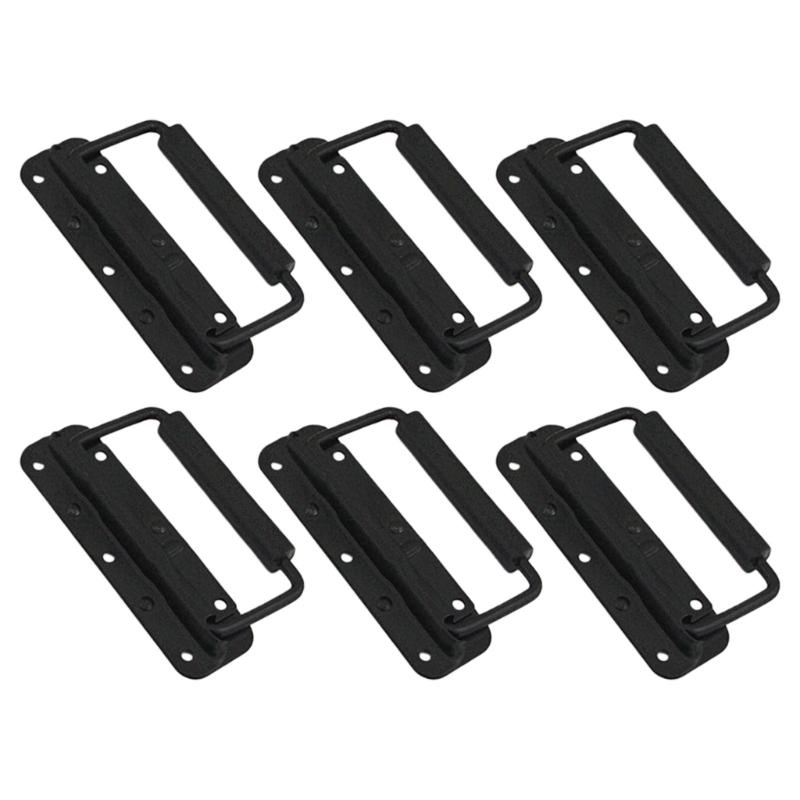 Black Spring Loading Cupboard Handles Foldable Iron Hardware Space Saving Solution Smooth Grip 6pcs for Kitchen Bathroom