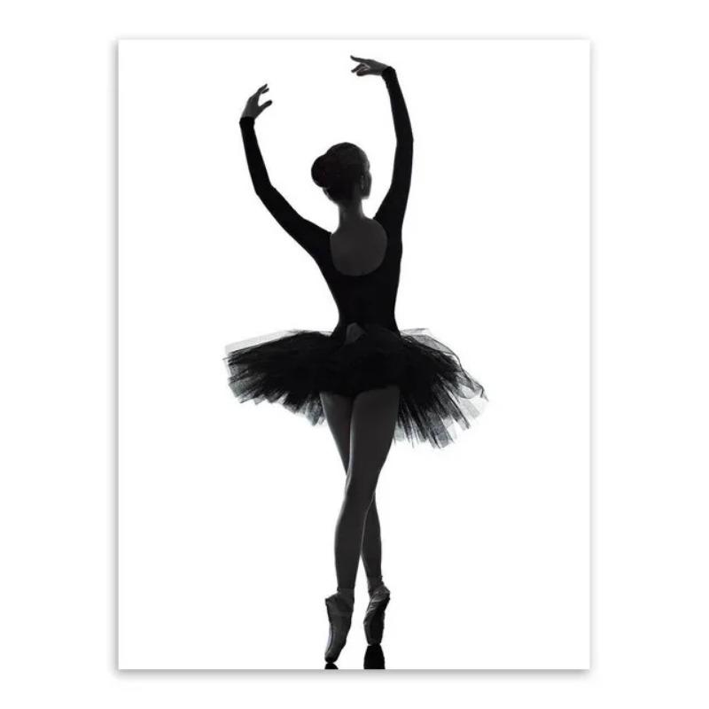 Modern Black White Ballet Dancer Canvas Painting Silhouette Beauty Girl Photo Art Prints and Posters Wall Art Pictures for Decor