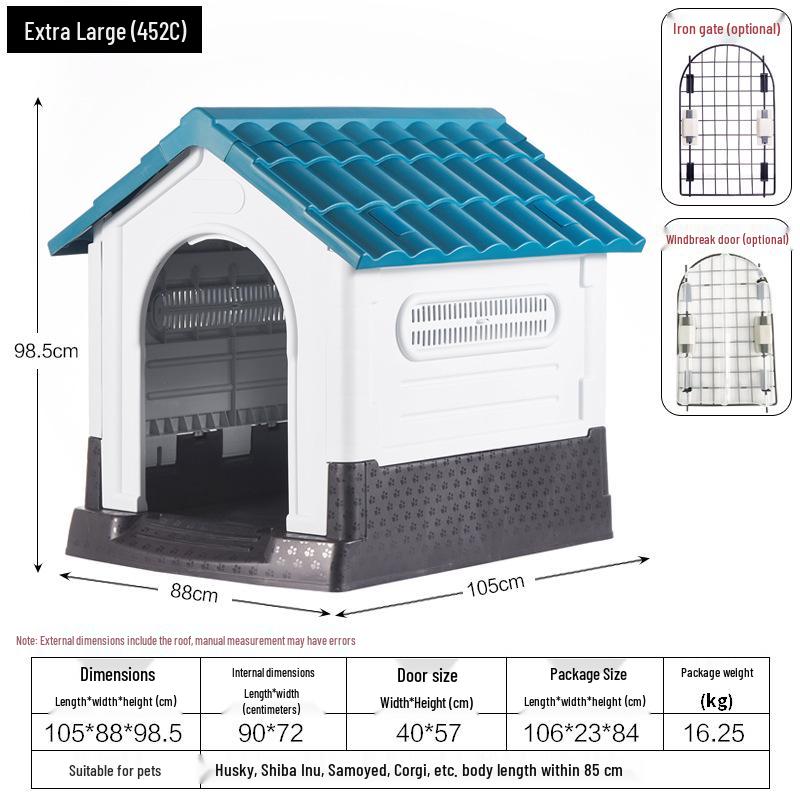 Four Seasons Universal Outdoor Dog House: Breathable, Rainproof Pet Nest for Medium & Large Dogs