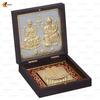 24K Gold Plated Laxmi Ganesha Photo Frame Charan Paduka Square Crystal Diya
