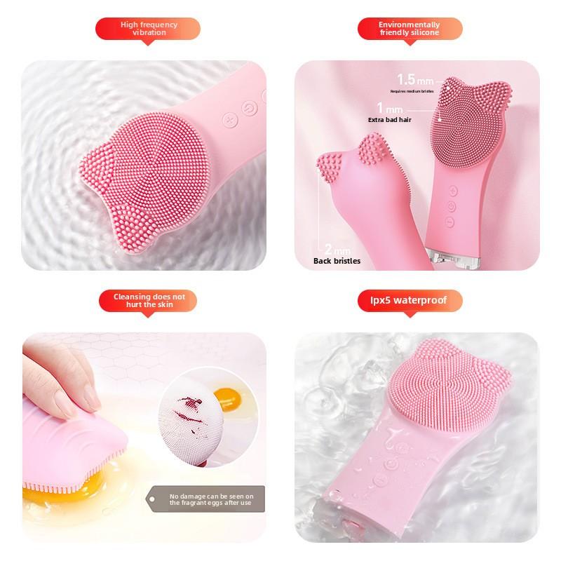 Facial Silicone Cleanser, Vibrating Face Cleanser Waterproof Electric Face Cleanser Pore Cleaner Face Cleanser