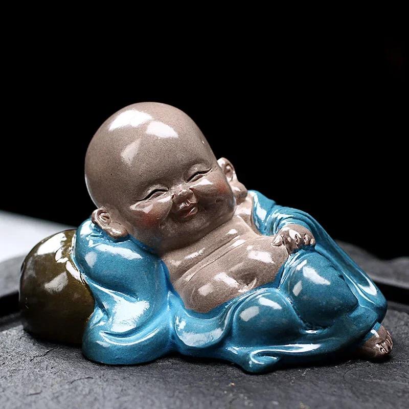 

Resin Color-changing Tea Pet Small Buddha Monk Figurine Ornaments Desktop Crafts Home Tea Table Decoration Accessories Gifts