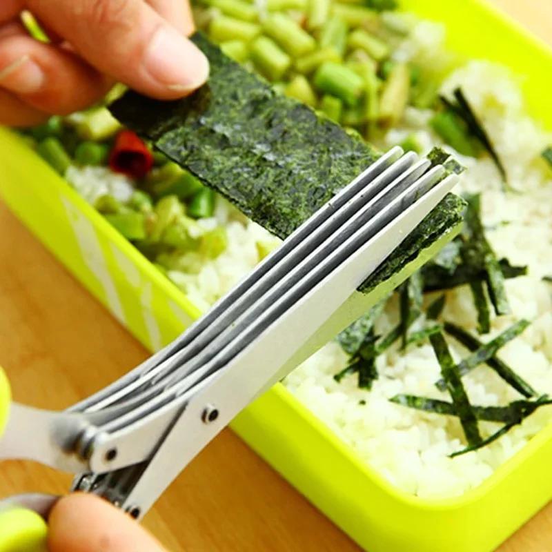 Muti-Layers Kitchen Scissors Stainless Steel Vegetable Cutter Scallion Herb Laver Spices Cooking Tool Cut Kitchen Accessories