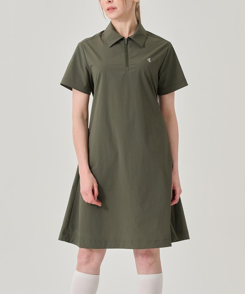 Built Moa Women'S Comfy Half-Zip Collar Dress