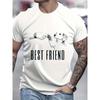 European Size Men'S T-Shirt Featuring a Dog And Fist Design with The Words "Best Friend" Printed On It, a Casual And Stylish Top for Summer Daily Wear