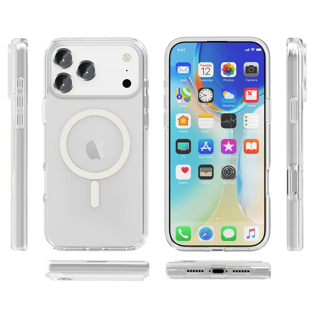 For iPhone 17 Pro Max Magnetic Case Compatible with MagSafe PC+TPU Clear Phone Cover