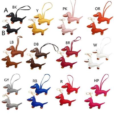 Süßer PU-Leder Tieranhänger Niedlicher Dackel Hund Schlüsselanhänger Anhänger Hängendes Ornament Rucksack Handtasche Charm Geschenk