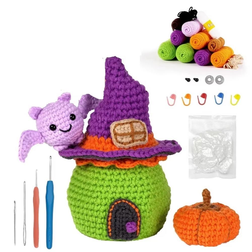 Creative Halloween Thread Crochet Material Little Green Doll Beginner Crochet Kit  Beginners