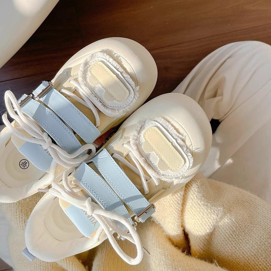 Dopamine thick baseplate shoes women's 2025 new niche non-collision models versatile little white shoes spring and autumn bread shoes