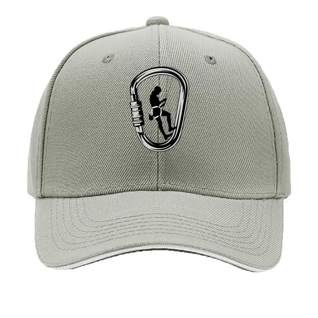 Rock Climbing Carabiner Rappelling Silhouette Minimalist Graphic Sandwich Baseball Cap Sun Cap Outdoor Workouts Hat
