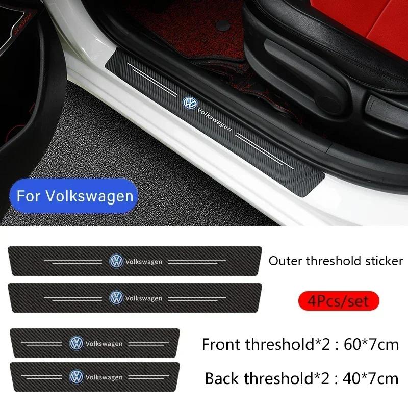 Hijk1 Car Door Sill Plate Sticker Anti-scratch Strip Trunk Protection Decals for VW Polo Golf Passat Touran Bora Beetle Jetta Tiguan