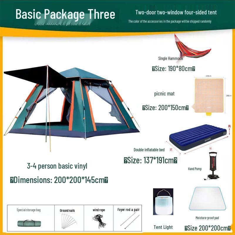 Thickened Automatic Folding Tent: Portable, Quick-Open, Rain & UV Protection for Camping & Beach.