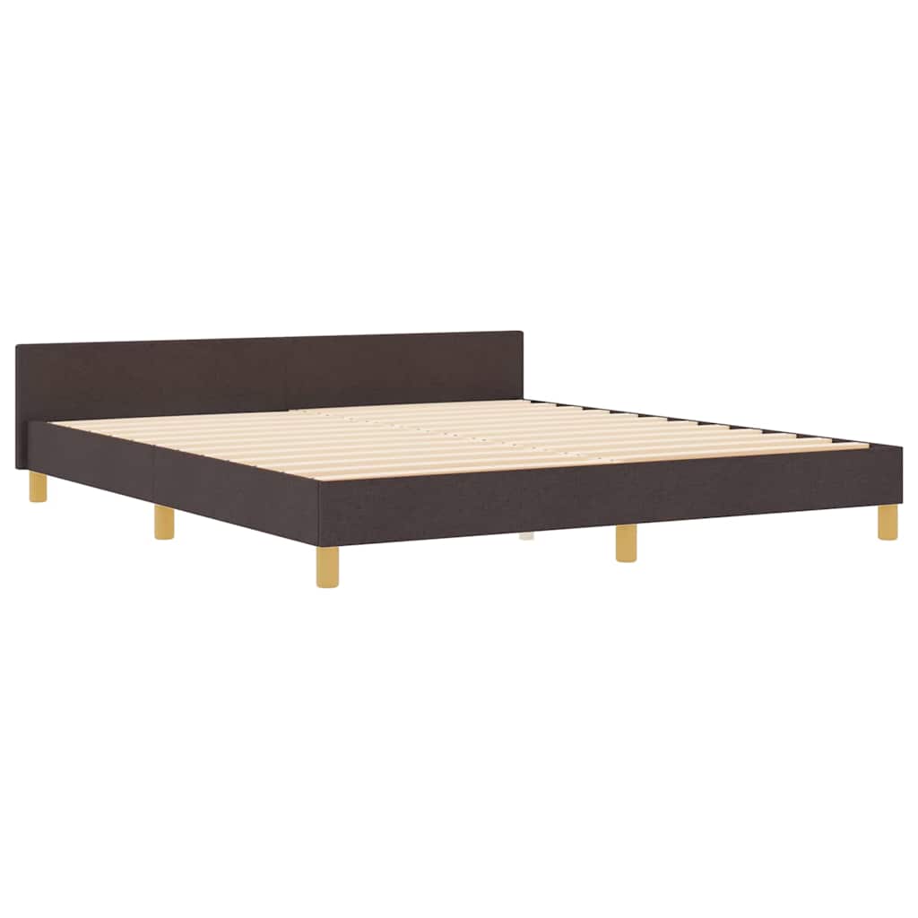 Bed Frame with Headboard Dark Brown 180 x 200 cm Fabric