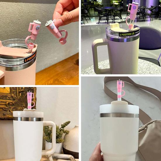 4Pcs Straw Lid Reusable Food Grade Creative Flexible Exquisite Silicone Cup Shape Straw Dust Plug