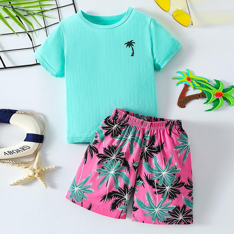 Sommer 3D-Druck Kinder Urlaubs Freizeit Wind Anzug Junge Bequem Kurzarm Mädchen Strand Niedliche Shorts