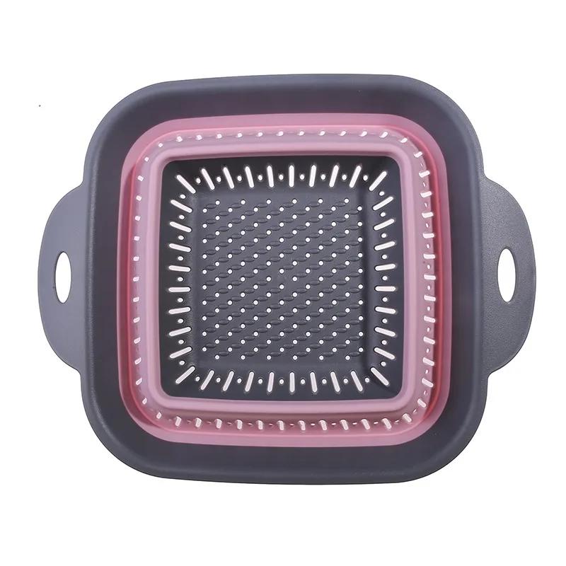 Folding Silicone Kitchen Storage Basket Multi-use Fruit Vegetable Drainer Foldable Kitchen Draining Organzier Kitchen Gadgets