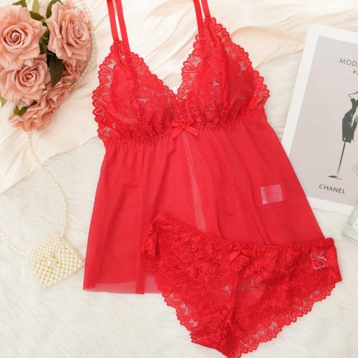 JYL lace perspective hollow chain dress hot intimate wear suit for indoor private resting leisure time