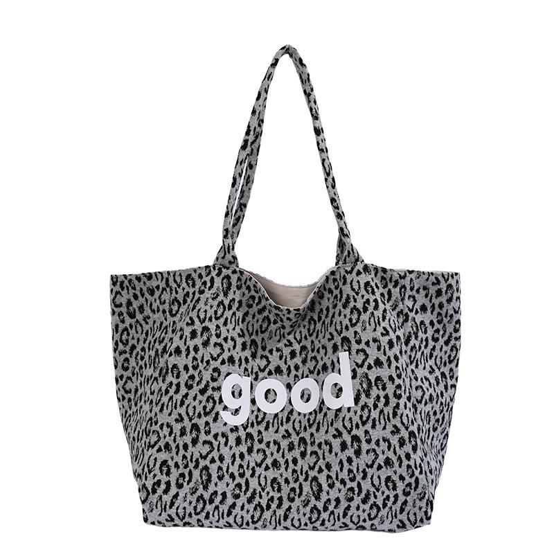 Korean Retro Leopard Print Nylon Tote Bag - Large Capacity, Casual Versatile Shoulder Bag
