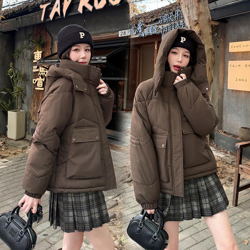 New loose hooded large pocket cotton-padded clothes women's thickened winter warm cotton-padded jackets versatile cotton-padded clothes fashion coat