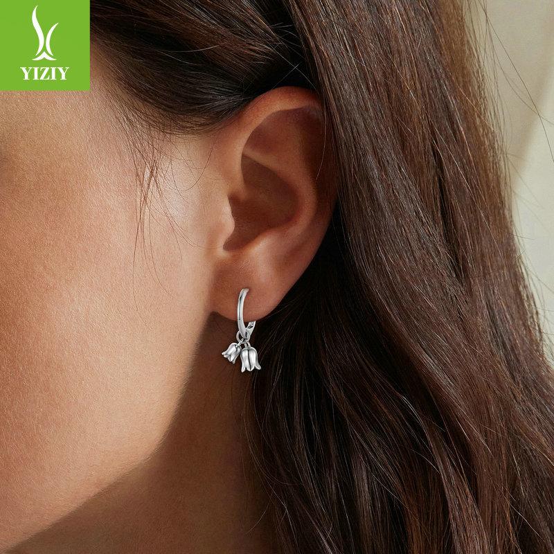 S925 Sterling Silver Lily Of The Valley Flower Ear Buckle Women, Elegant And Generous Temperament Flower Earrings Earrings