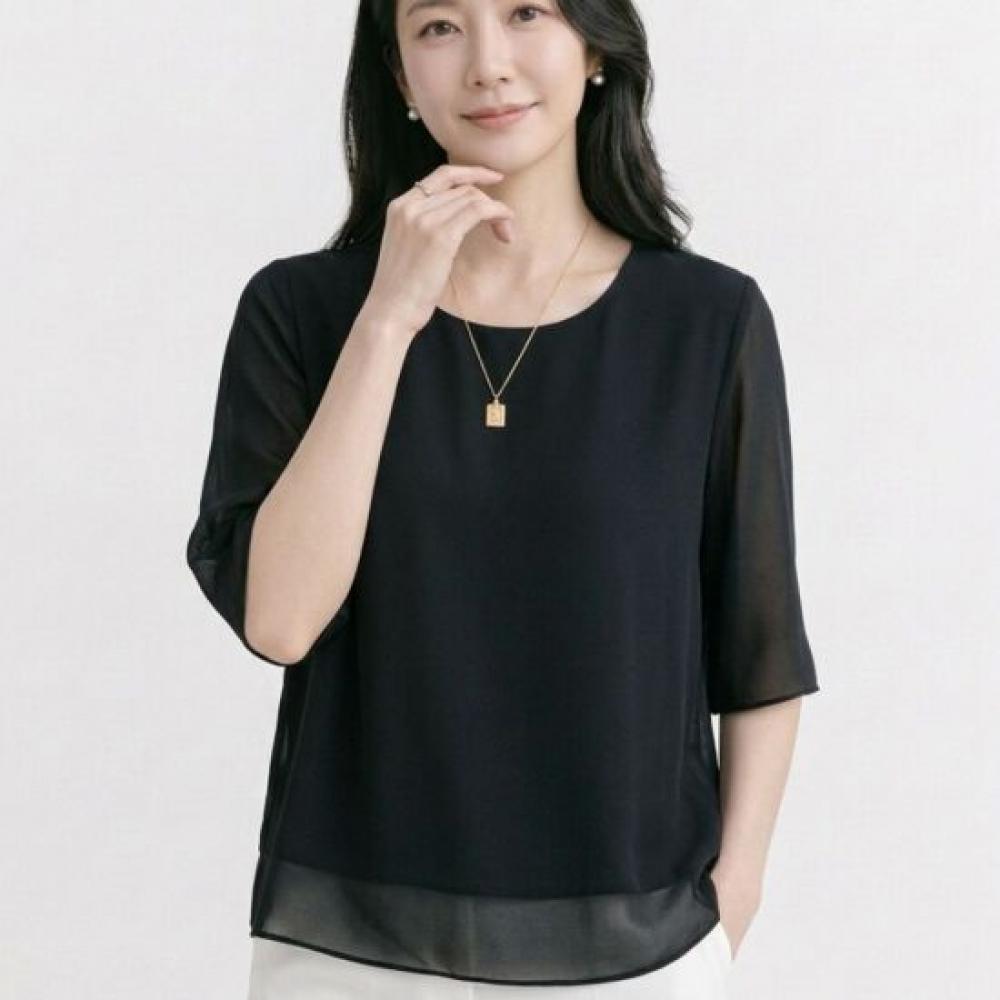 Navava Women Loose Fit Thin Round Neck 5 Sleeve Blouse Nb3102