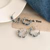 Trendy Woven Denim Ear Studs: Luxury Clip-On Earrings for a Slimming Look