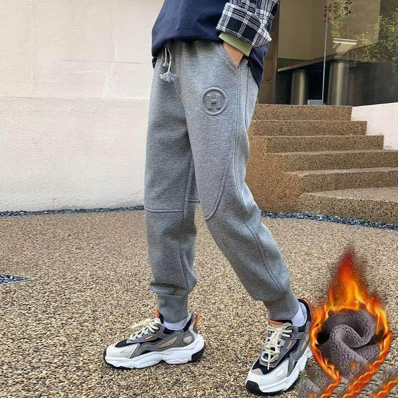 Barneklær Gutter Fleecebukser Høst og Vinter Fortykket Sport Vinter Varm Bomullsbukser