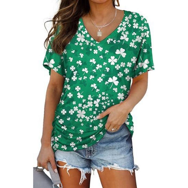 Women's Striped  T-Shirts (women’s) Printed Fashion Gradient Short Sleeved Casual V-neck T-shirt for Women