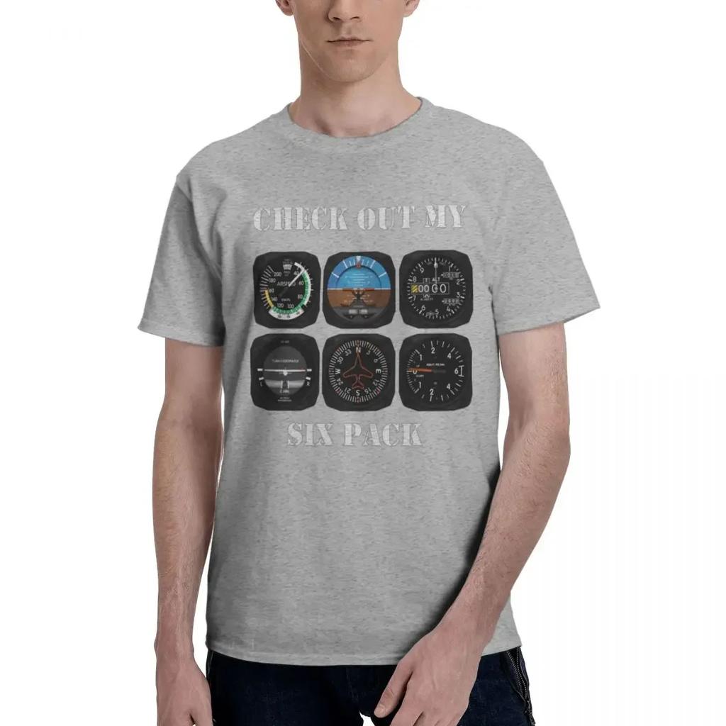 T-shirt Unisexe Avion Aviation Lot de 6 Instruunisext Accessoires Pilotes T-shirt Été Coton Col Rond Grande Taille T-shirt