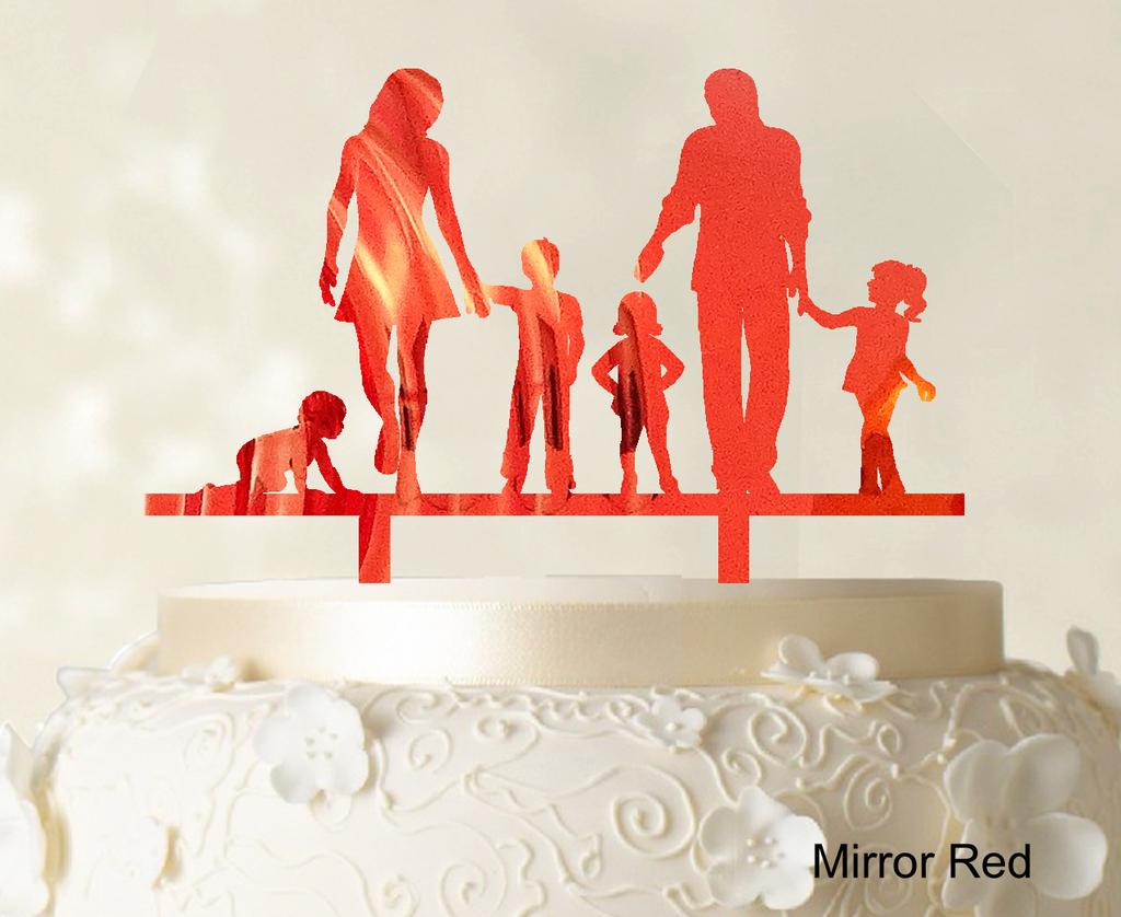 Personlig familiekaketopper Egendefinert silhuett Bryllupskake Topper Kakedekorasjoner Tilgjengelig 6"-7" tommer
