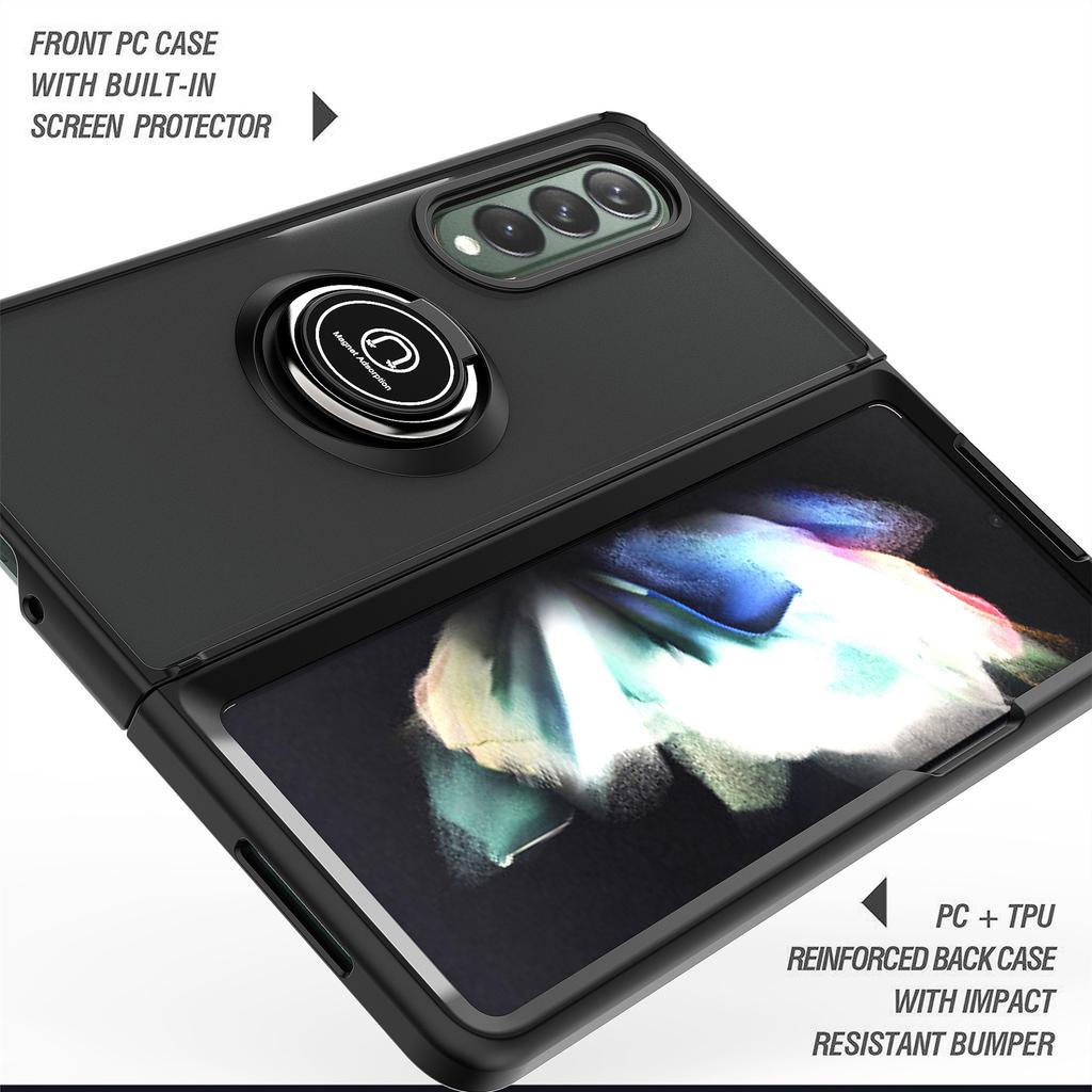 Módní pohodlný kryt s prstenem na prst pro Samsung Galaxy Z Fold3 Fold 3 5g protiskluzový ochranný kryt Fundas
