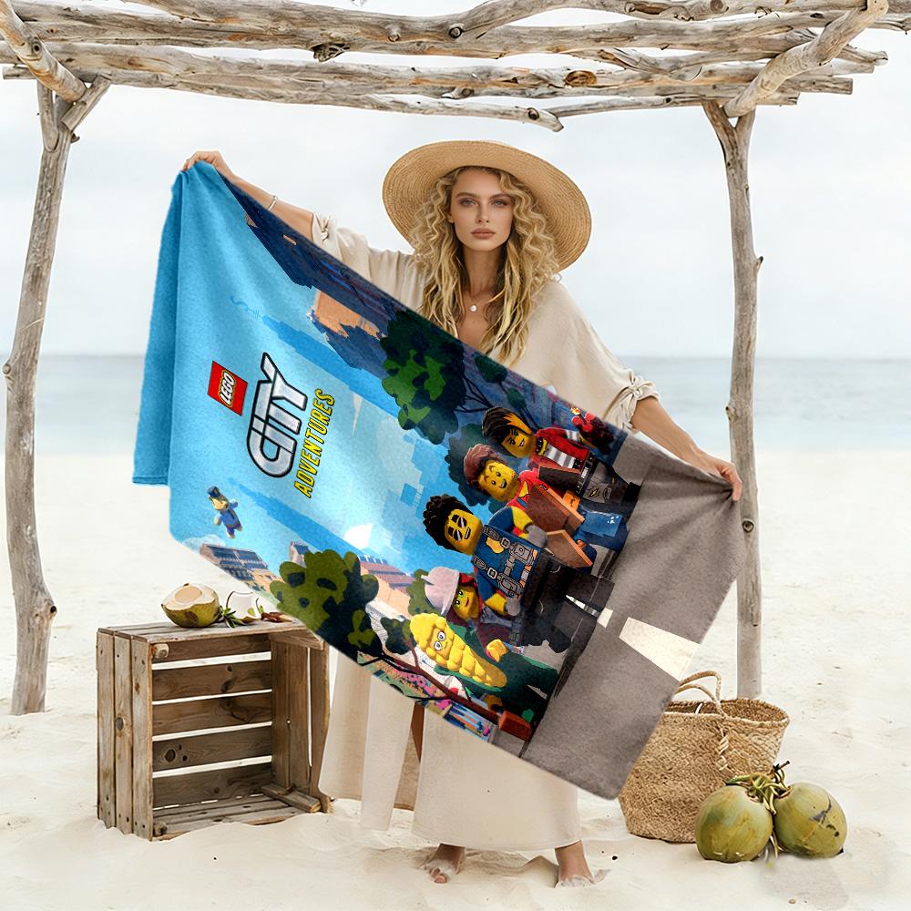 Lego Bricks Beach Towel Super Soft Absorbent Comfortable Lightweight