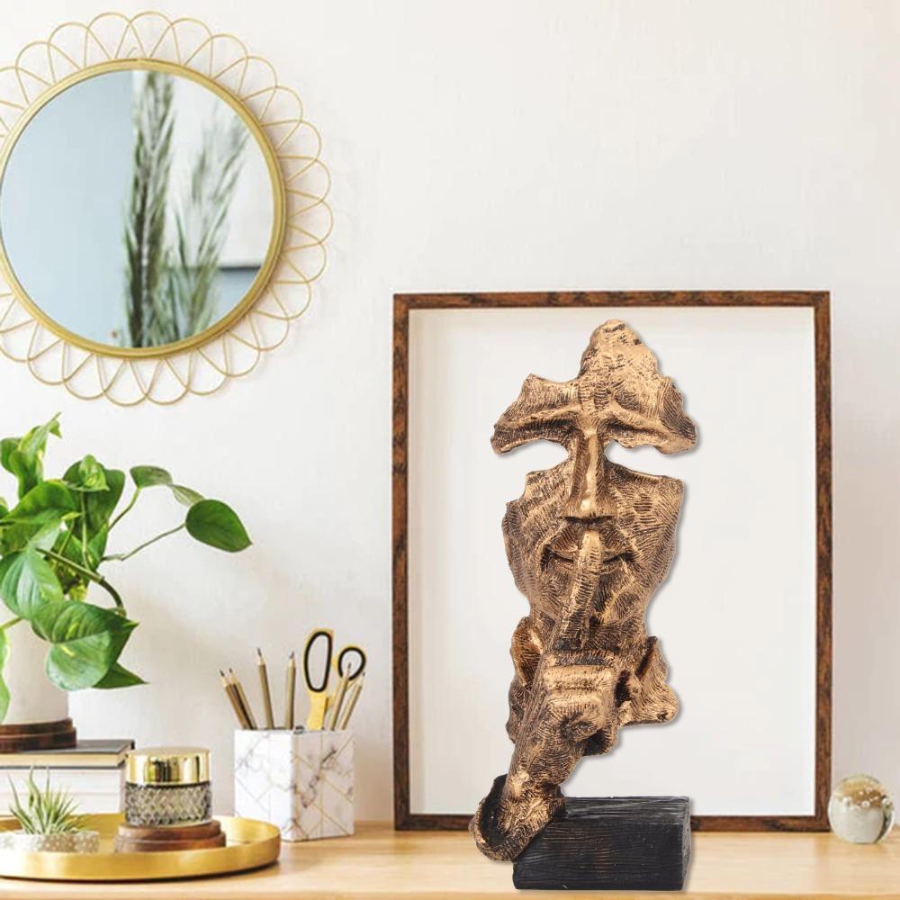 17 X 7.5 X 6cm Silence Is Gold Statue Antique Finish Silence Is Gold Figurine  Home Decor
