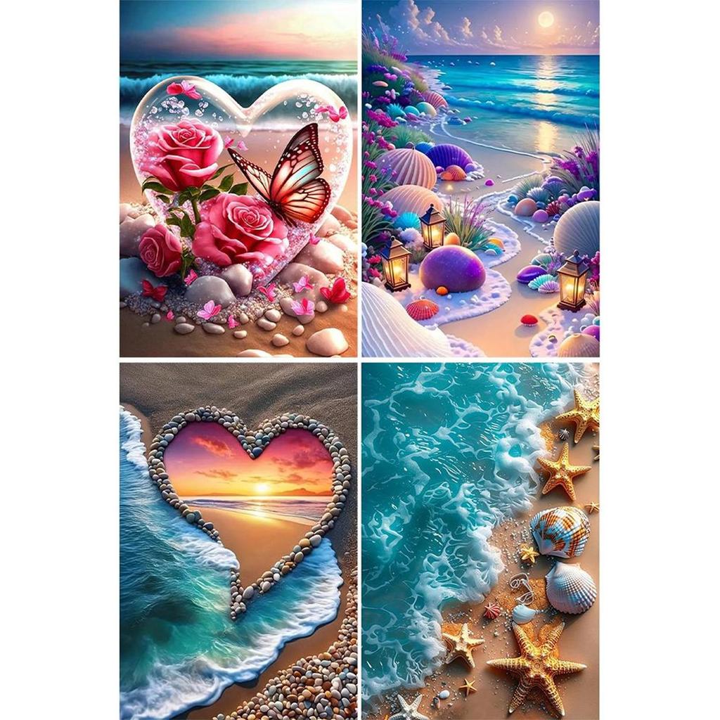 Seaside Full DIY 5D Round Drill Gem Art Diamond Painting Kits Diamond Art Diamond Painting Diamond Painting Gem Art 40*60cm