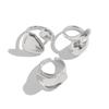 3Pcs Personality Trend Metal Geometric Hollowed-Out Twist Smooth Surface Water Drop Hug Opening Rings For Women Designer Jewelry