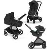 CYBEX Kočárek Trojkombinace EOS BLACK Moon Black : Konvertibilní kočárek 2v1 + Autosedačka Aton B2 i-size + Konvertibilní houpátko Korbička
