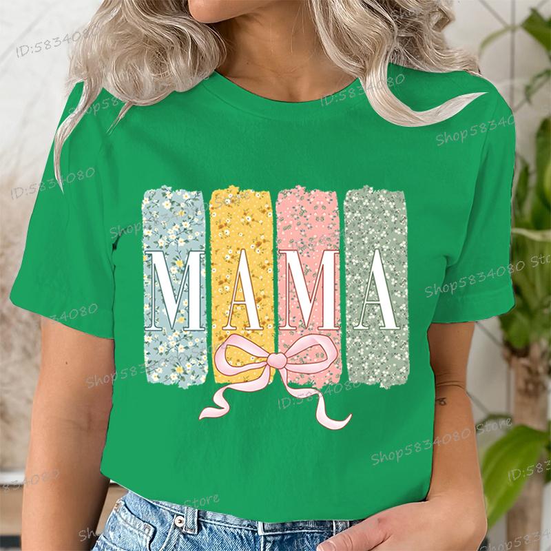 Floral Mama Coquette Bow Tshirt Mothers Day Fashion Casual Tops Boho Mama Shirt Design Floral Spring Gift for Mom Funny T Shirt