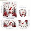 1/3/4pcs Christmas Snowman Design Bathroom Set: Shower Curtain, Toilet Cover, Bath Mat, with 12 Plastic Hooks, 182.88cm X 182.