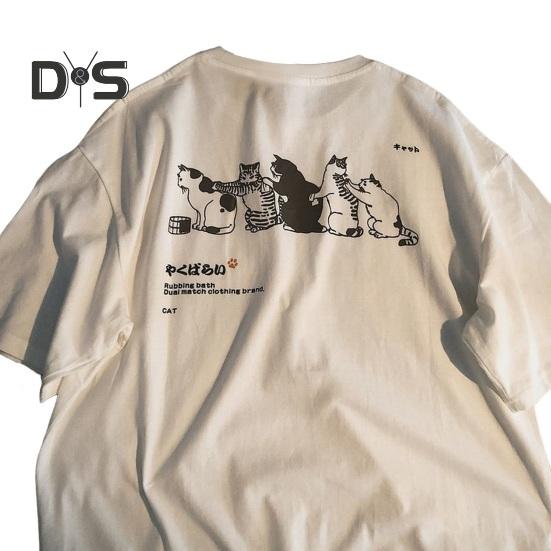 

Мужская летняя рубашка, футболка большого размера с милым котом, повседневная футболка с круглым вырезом и коротким рукавом, мужской топ для спортивных путешествий, пляжных офисных вечеринок XL белый