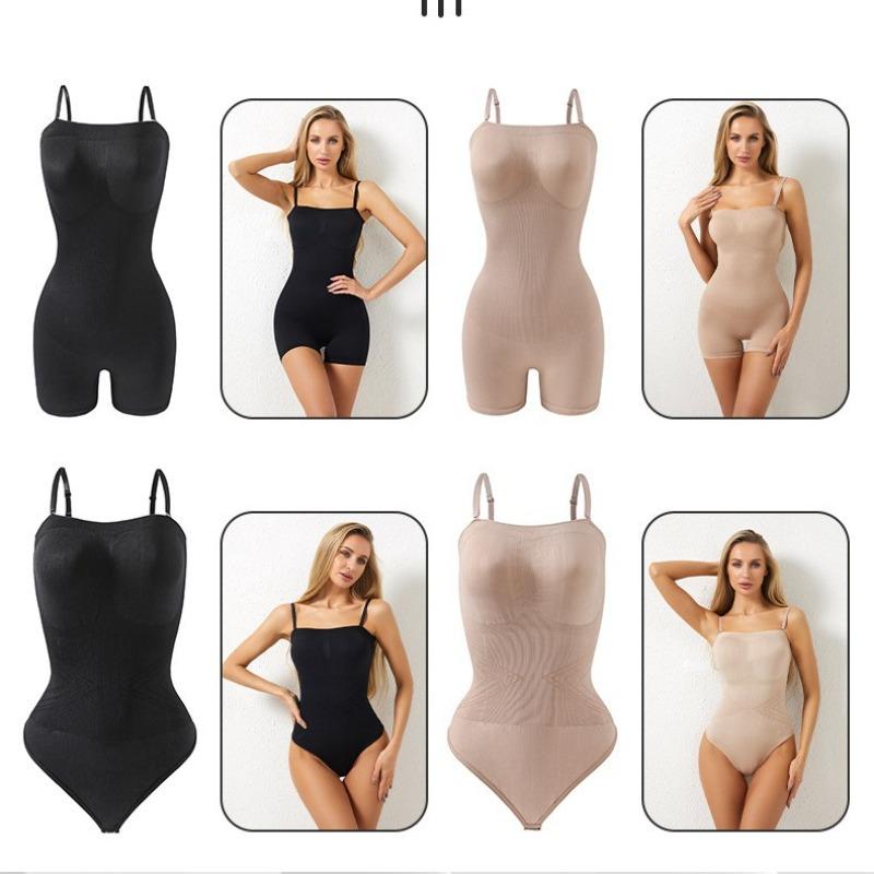 One-piece shapewear: sexy bandeau style with detachable straps; strapless fastening body-shaping corset
