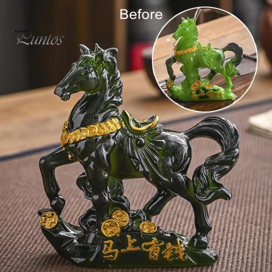 Horse Tea Pet Sculpture Resin Color-Changing Horse Ornament High Temperatures Money Symbol Base Home Decor for Tea Ceremony Wealth Display