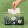 Space Saving Paper Holder PU Leather Tissue Box Cover with Wild Rose/Sunflower Pattern, Foldable Desktop Organizer, Napkin Case, Facial Organizer
