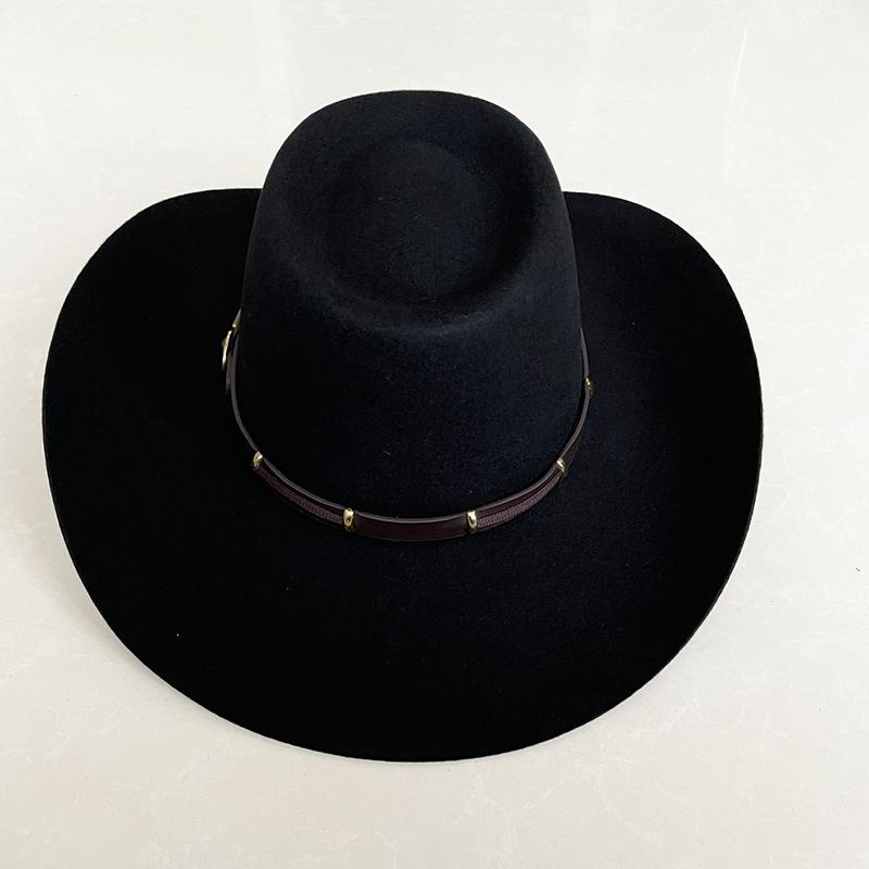 Pure wool cowboy hat, unisex Western riding wide-brim hat