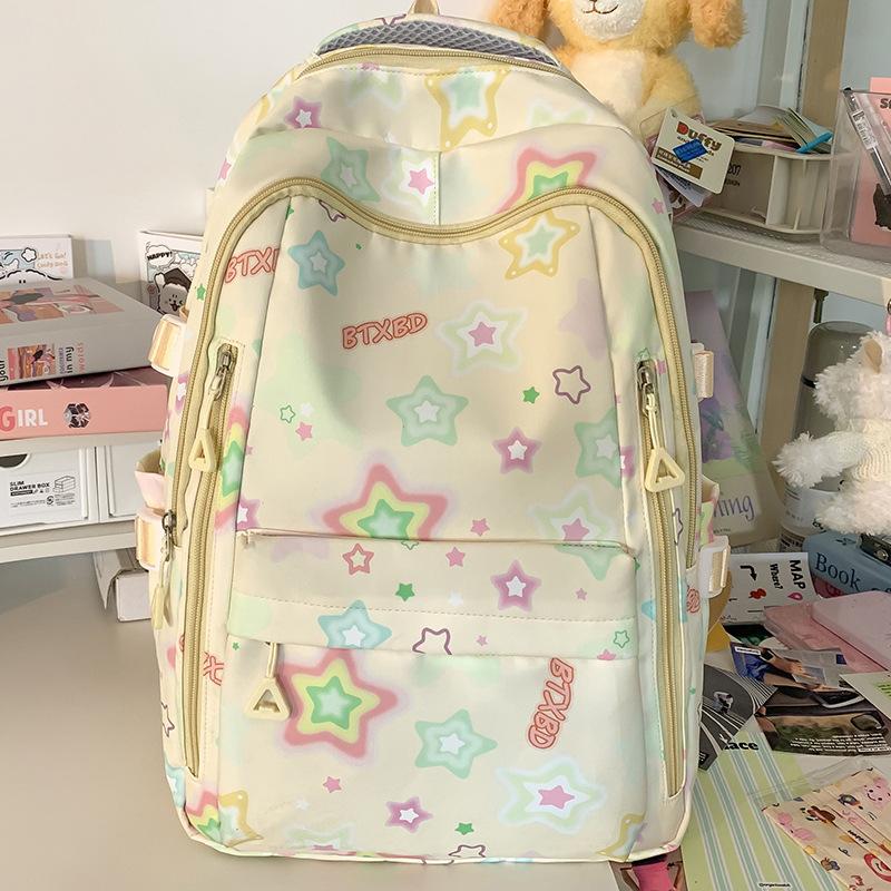 Schoolbag Children Elementary School Girls High Value Ins Large Capacity High School Printed Backpack